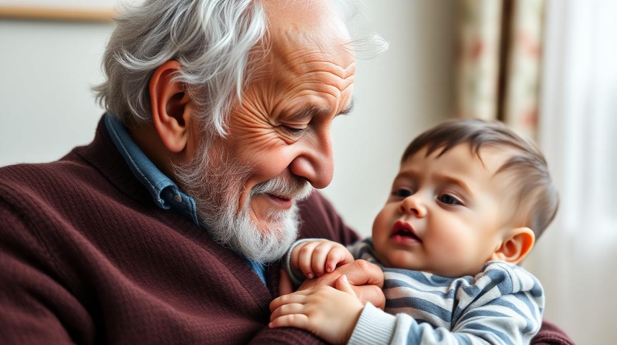 Bunic cu nepot într-un moment emoționant de familie